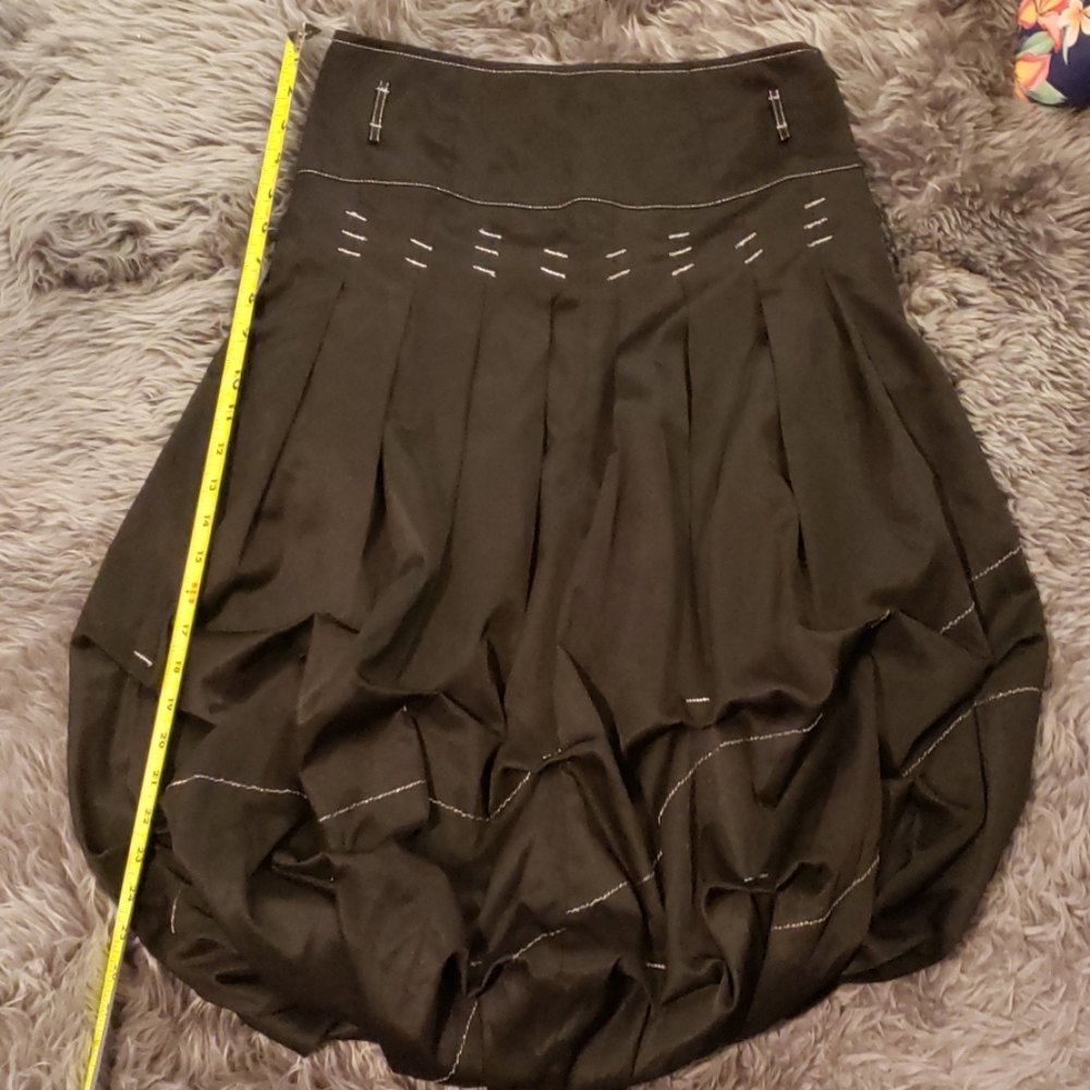 Alberto Makali Black Ruched Bubble Avant Garde Midi Skirt